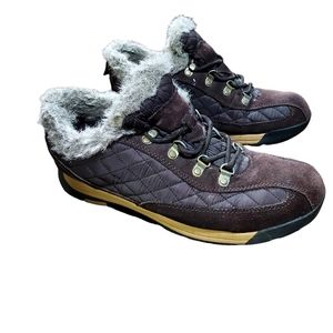 Lands end Boots Booties shoes 10b Woman Footwear brown fur lined Laceup …
